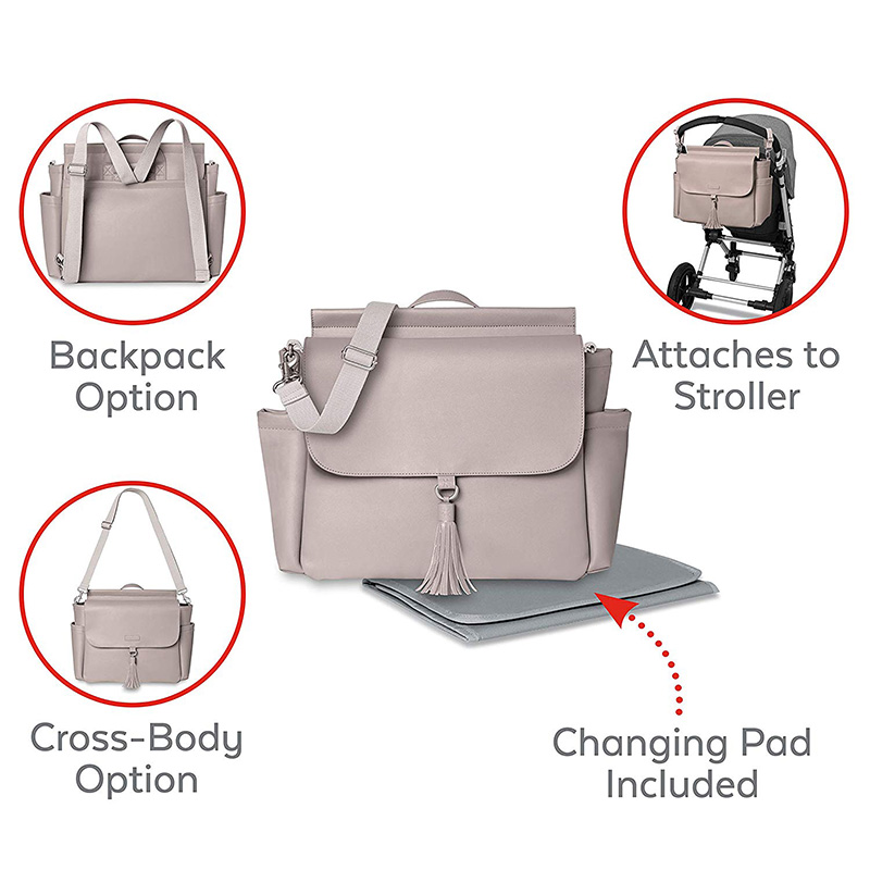 Vegan Leather Diaper Bag Backpack