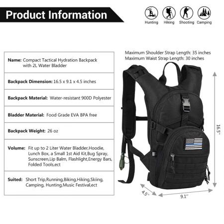 Tactical 900D Hydration Pack Backpack