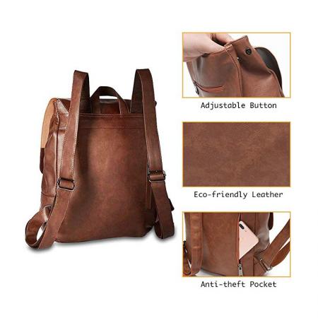 Brown Faux Leather Backpack