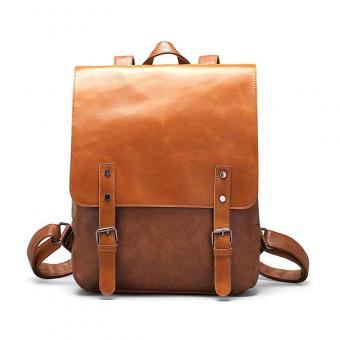 Brown Faux Leather Backpack