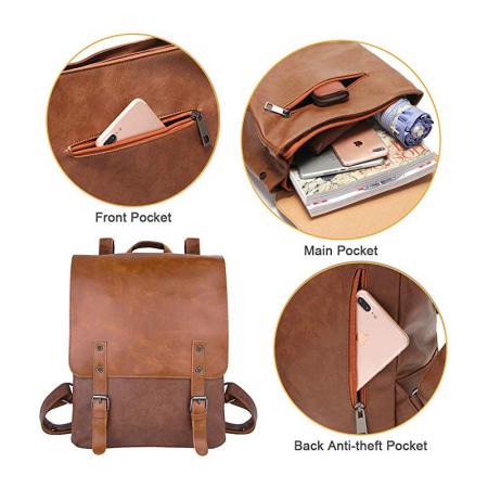 Brown Faux Leather Backpack