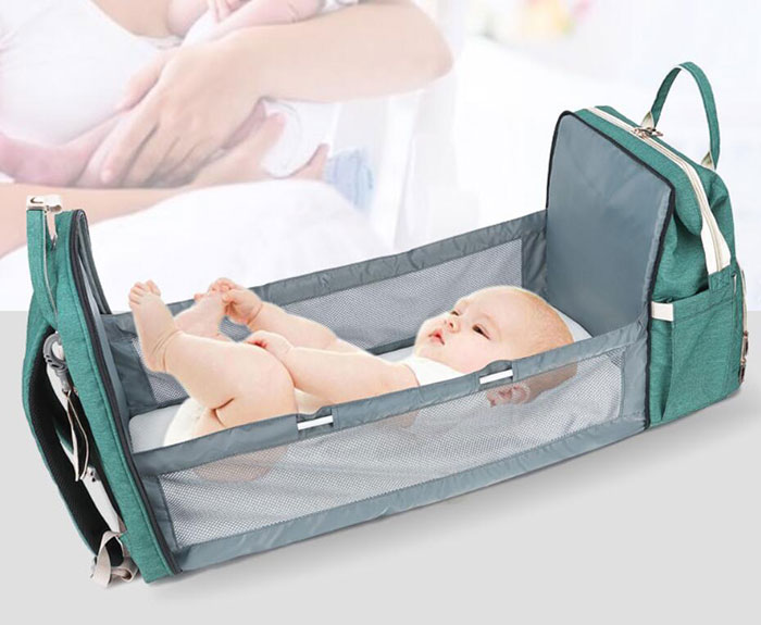 2020 innovative design 2 in 1 diaper backpack bag & baby crib